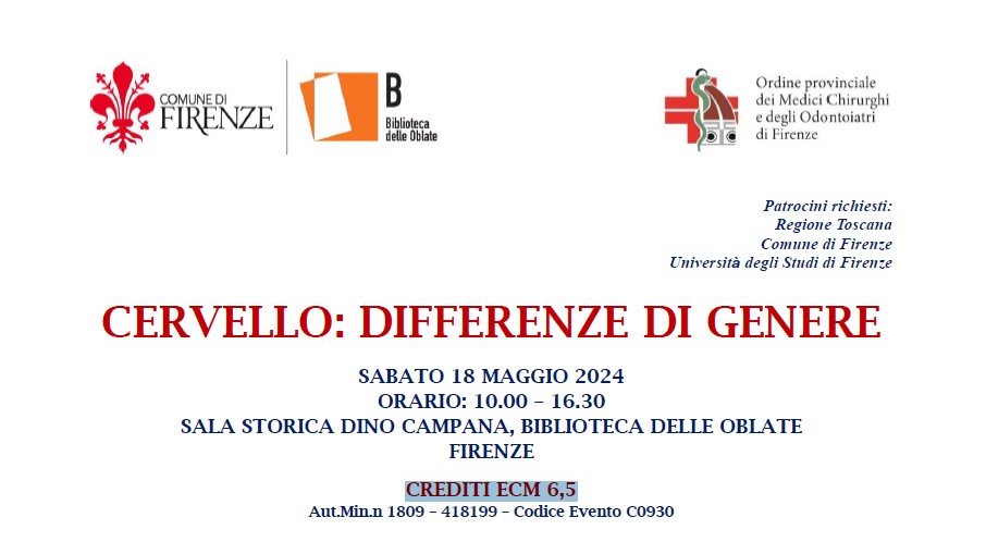 Clicca per accedere all'articolo Evento "CERVELLO: DIFFERENZE DI GENERE" Firenze, 18 maggio 2024